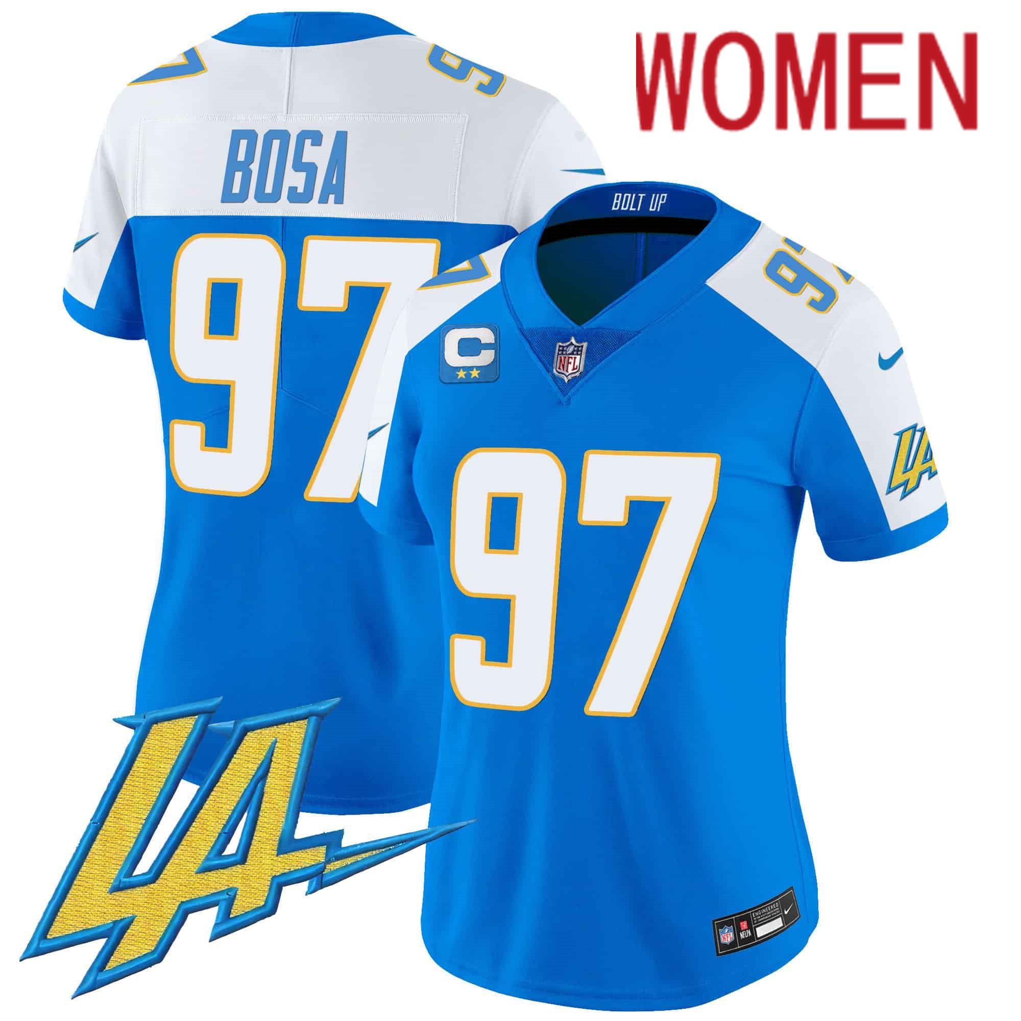 Women Los Angeles Chargers #97 Bosa Light Blue 2024 Nike Vapor Limited NFL Jersey->customized nfl jersey->Custom Jersey